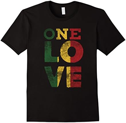 Men's One Love T Shirt Rasta Reggae Men Women Kids Gift Tee Shirts 3XL Black