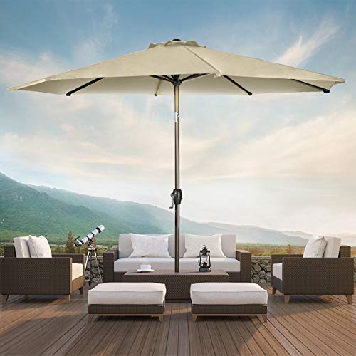 Ginelite 10FT Patio Umbrella Olefin Outdoor Umbrella No Fading Canopy