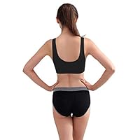 Batteraw Women Ladies V-Neck Stretch Wire Free Pure Color Bra Yoga Sports Casual Crop Tops Sleepwear Nightwe Sports Bras Black