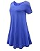BELAROI Womens Comfy Swing Tunic Short Sleeve Solid T-Shirt Dress (3X, Blue)