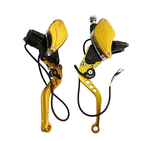 1 Pair 50-300CC Master Cylinder Reservoir Hydraulic Clutch Brake Levers Fits 7/8" Universal (Gold) - Thumbnail 6