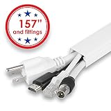 A+ Electric Cord Cover Cable Raceway Cable Concealer Cord Management Kit Wire Cord Hider for 3 Cables Organizer On Wall Paintable Self Adhesive Channel 25x16 mm Total Length 157 Inches