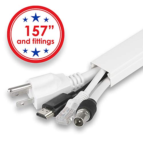 A+ Electric Cord Cover Cable Raceway Cable Concealer Cord Management Kit Wire Cord Hider for 3 Cables Organizer On Wall Paintable Self Adhesive Channel 25x16 mm Total Length 157 Inches