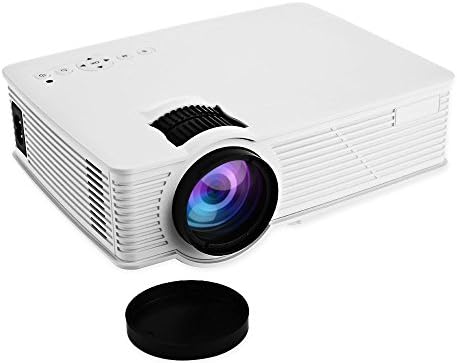 Projector, EarMe GP-9 800 Lumens Portable Mini Home Theater Video Projector, Support 1080P HD with 5.0 Inch LCD Display Support HDMI USB SD AV VGA TV Interface, 1 Year Warranty - White