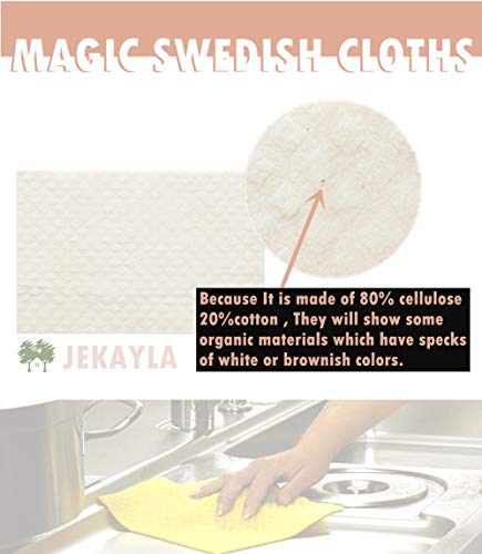Jekayla Swedish Dishcloth Cellulose Sponge Cloth - 12 Pack of Reusable Cleaning Cloths, Scrubber and Scouring Pad, White