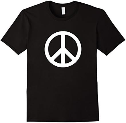 Men's White Peace Sign T-Shirt XL Black