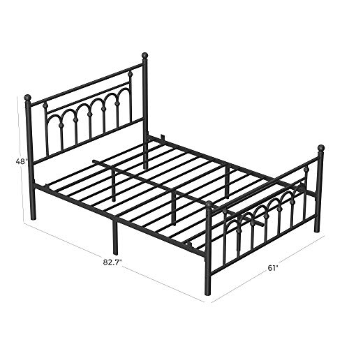 VASAGLE Queen Size Metal Bed Frame with Headboard, Footboard, No Box