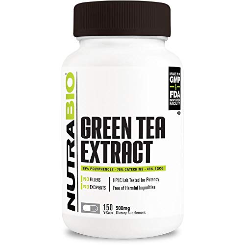 NutraBio Green Tea Extract (500 mg) (150 Capsules) (Best Brand Of Green Tea For Weight Loss In India)