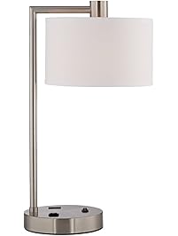 Colby Brushed Nickel Desk Lamp with Outlet and USB Port