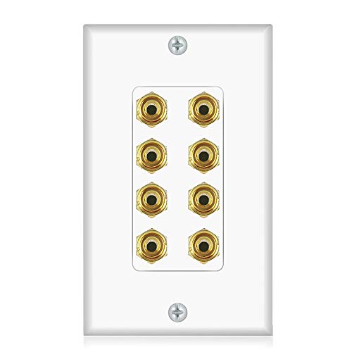 Banana Binding Post TwoPiece Coupler Inset Wall Plate for 4 Speakers