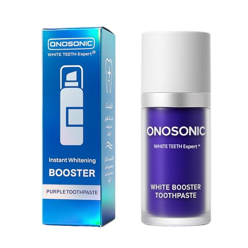 INSTANT Whitening Booster - ONOSONIC White Teeth Expert® – Purple Gel Toothpaste for Instant Teeth Whitening, Stain Removal | Brightens Yellow Tones, Freshens Breath & Polishes Teeth instantly