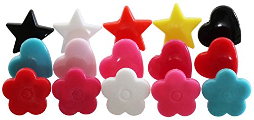 KAM snaps Refill Pack: 150 KAM Snaps Star Flower Heart Plastic Snaps No-Sew Buttons Fastener Setter Hand Tool for Cloth Diapers Clothing (Shapes)