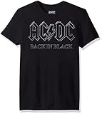 AC/DC Men's Rock and Roll Short Sleeve Graphic T-Shirt, Back in Black, XXL