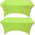Gowinex 2 Pack 6FT Lime Spandex Tablecloth Stretch Fitted Table Cover for Rectangular Table Event, Wedding, Banquet and Parties