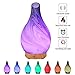 Aromatherapy Essential Oil Diffuser, Oblong-HK Glass Diffuser Vase Marble Pattern Cool Mist Humidifier, Whisper-Quiet, Waterless Auto Shut-off and 7 Color LEDs for Birthday gift, Home, Yogathumb 1