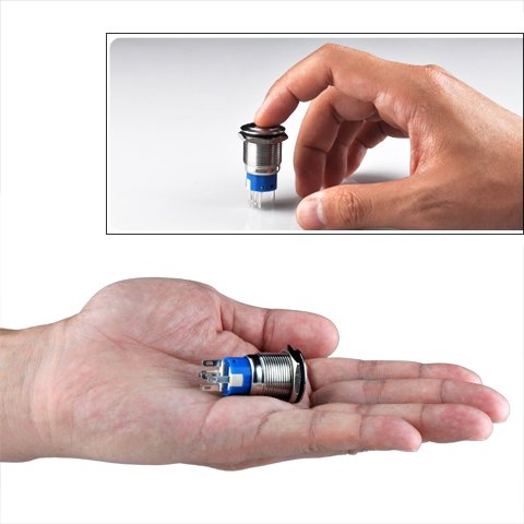 Ulincos Latching Pushbutton Switch U19C1 1NO1NC SPDT ON/OFF Silver Stainless Steel Shell with 12V Green LED Suitable for 19mm 3/4" Mounting Hole (Green)