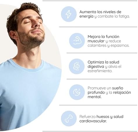 Citrato de Magnésio 1440mg + Bisglicinato de Magnésio 600mg + Malato 600mg. 440mg de Magnésio Elementar de Alta Biodisponibilidade. Reduz a fadiga, alivia as dores articulares e musculares. 3 meses. N 2