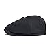 BOTVELA Men's 8 Piece Newsboy Flat Cap 100% Cotton Gatsby Ivy Golf Cabbie Hat (Black, XL)