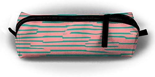 Oxford Cloth Stationery Bag Pretty Green Striped Pattern Portable Stylish Pen Bag For Children/Girls/Students/Adolescents, Cosmetic Pouch Bag
