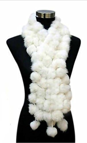 Winter warm knitted rex rabbit fur scarf for women real fur wraps fur shawls (White)