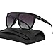 VIVIENFANG Women Classic Flat Top Aviator Polarized Sunglasses Designer Ombre Boyfriend Shades P1835A Black