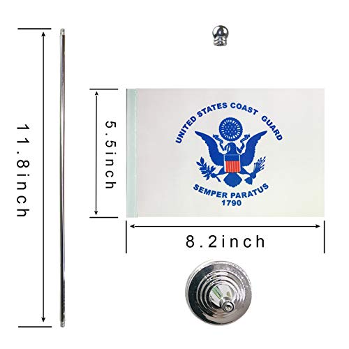 TSMD US Coast Guard Desk Flag Small Mini United States Military Table Flags with Stand Base,Decorations Supplies for Army Party Events Celebration