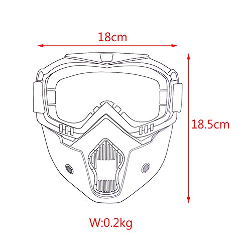 ECLEAR Smoke Motorcycle Goggles Face Mask Detachable Anti-Fog UV Protect Padding Helmet Sunglasses for Harley Street Dirt Bike ATV Cruiser Snowmobile