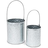 Galvanized Metal Buckets with Handles in 2 Sizes
