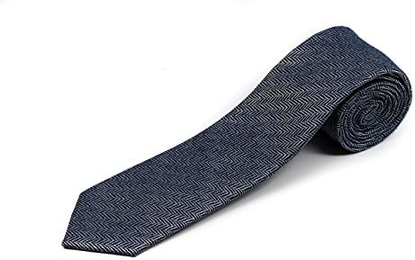 Extra Long Skinny Blue Herringbone Wool-Silk Blend Tie (63 Inches)