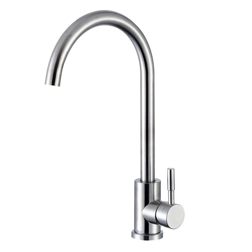 KINSE Kitchen Mixer Tap, 360° Swivel Kitchen Sink Faucet, Stainless Steel, Single-Handle, Brushed Steel