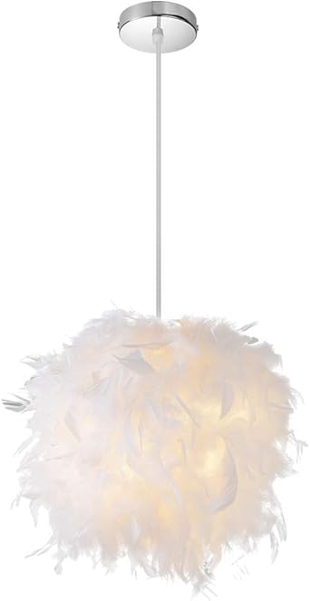 30cm Federn Deckenlampe Schlafzimmer Pendelleuchte Wohnzimmer Hangeleuchte Weiss