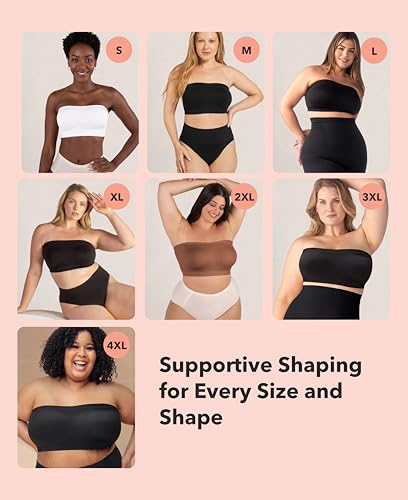 SHAPERMINT Strapless Bra, Wireless Non-Slip Bandeau, Convertible Straps, Molded Strapless Bras for Women S to Large Breasts