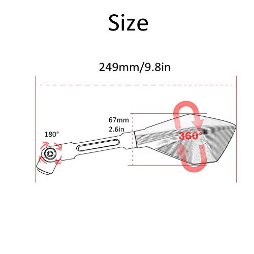 Universal 8MM 10MM Clockwise Threaded Bolts Motorbike Bluish Reverse Side Mirrors Motorcycle Mirrors for Honda, Scooter, Suzuki, Yamaha, Kawasaki, Victory, Harley Davidson