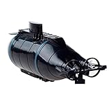 Remote Control Submarine with LED Light, Careshine Mini RC Water Boat Toy Plastic Model Submarine Ship Electric Children Toy for Lakes, Pools and Outdoor Adventure (Black)