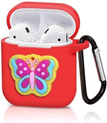 YDY Airpods Case AirPods Accessories Shockproof Portable & Protective Silicone Cover and Skin with Carabiner for Apple Airpods Charging Case - Pineapple (Butterfly)