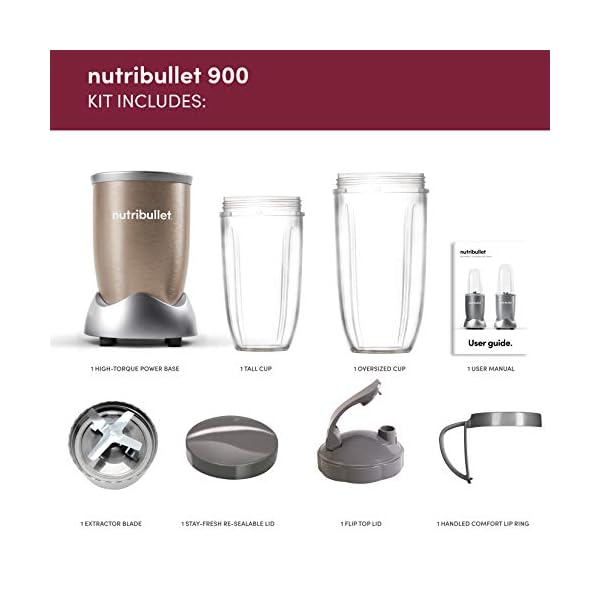 NutriBullet-900W-Blender-Champagne-Multi-Function-Cold-Beverage-Smoothie-Maker--2-Cup-Sizes-and-Stay-Fresh-Lid NutriBullet NBLP9 900W Blender Champagne Multi-Function Cold Beverage Smoothie Maker- 2 Cup Sizes and Stay Fresh Lid