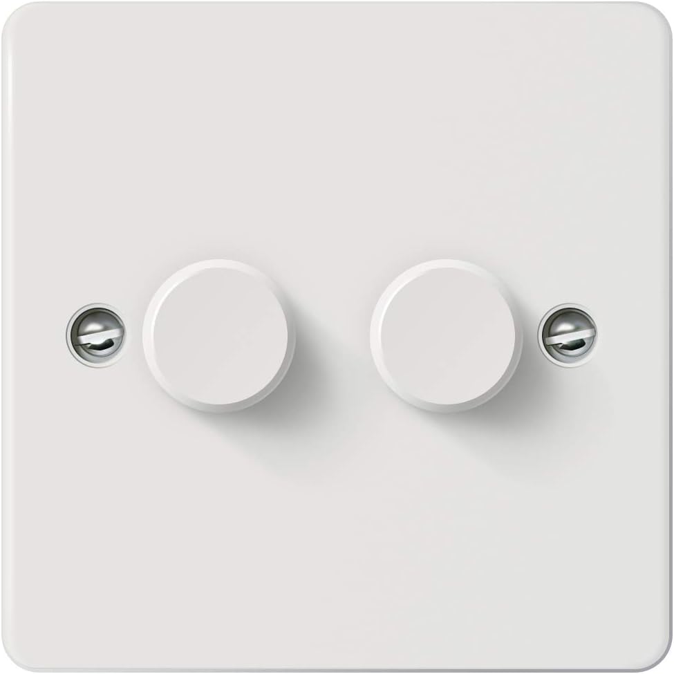 iolloi LED Dimmer Switch 2 Gang, Push On/Off Rotary TrailingEdge