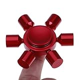 Huayang| Alloy Rudder Shape Six Wings Fidget Hand Spinner for ADHD Anxiety Autism Stress Reducer Hand Spinner Six side Metal Red