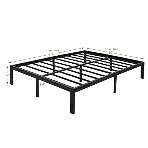 14 Inches Steel Slat Platform Bed Frame/Heavy Duty and Easy Assembly Mattress Foundation/Noise-Free Box Spring Replacement (Queen) - Thumbnail 6