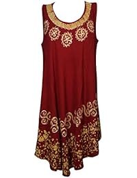 Beach Breeze Cover up Tank Dress Summer Fashion Umbrella Batik Embroidered Sleeveless Boho Style Sundress