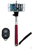 UFCIT Extendable Selfie Handheld Stick Monopod with Adjustable Phone Holder and Bluetooth Wireless Remote Shutter for iPhone Samsung and other system over IOS 6.0 and Android 4.2.2 Smartphones (Hot Pink Monopod with Shutter)