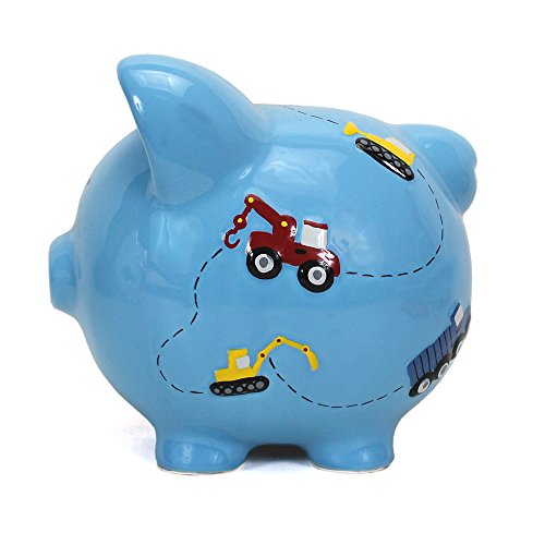 Child to Cherish Piggy Bank Large, Blue Construction