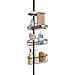 iDesign York Metal Wire Tension Rod Corner Shower Caddy, Adjustable 5'-9' Pole and Baskets for Shampoo, Conditioner, Soap with Hooks for Razors, Towels, Bronze
