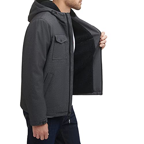 Levi's Men's Soft Shell Two Pocket Sherpa Lined Hooded Trucker Jacket Graphit... for sale online