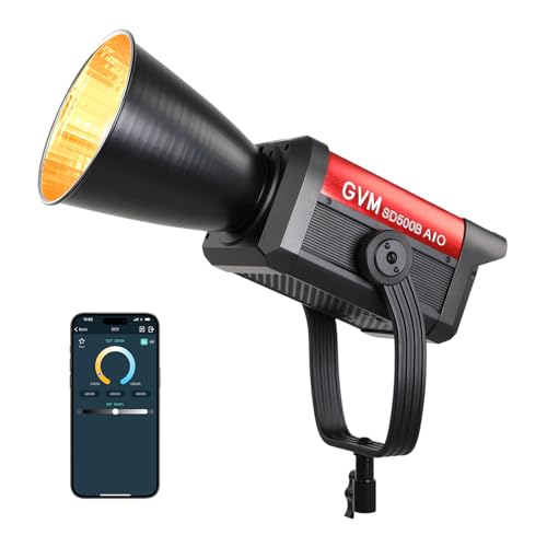 GVM 500W LED Video Light with Bluetooth App Control, 2700K-6800K CCT, 227040 lux@1m, Studio Photo Lighting with Bowen Mount, Continuous Light with Standard Cache, CRI 97+, COB SD500B