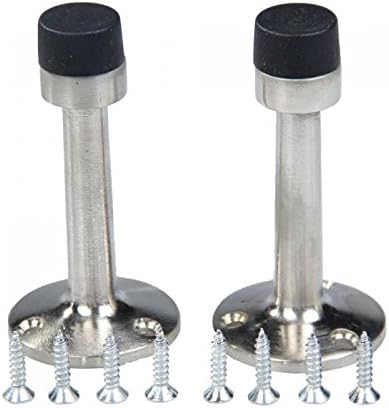 2Pcs Cylinder Stainless Steel Door Stop Stopper 75mm Buffer Wall Mounted-OmenTech