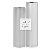 (2) Rolls Vacuum Sealer Bags - (1) 8" x 50' and (1) 11" x 50' - For NutriChef PKVS10BK, PKVS10WT, PKVS18SL, PKVS18BK, PKVS20STS, PKVS30STS, and Other Vacuum Air Sealing Systems - NutriChef PRTPKVS16RL