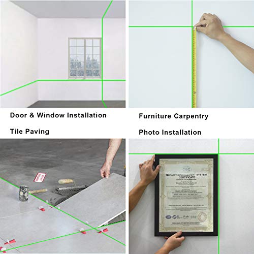 Laser Level Green Line Level Self Leveling MESTEK 98ft Alignment Tools Cross Horizontal Vertical Lines Full Soft Rubber Covered Soft Carrying Pouch Batteries Magnetic Mount Base for Wall House Ceiling