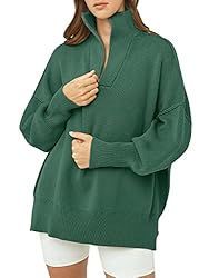 ANRABESS Women's Long Sleeve 1/4 Zipper Collar Drop