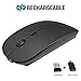 Rechargeable Wireless Mouse, noximi 2.4G Slim Silent Click Optical Mouse with USB Receiver (at Bottom of The Mouse) Compatible with Mac, Notebook, Laptop, Computer